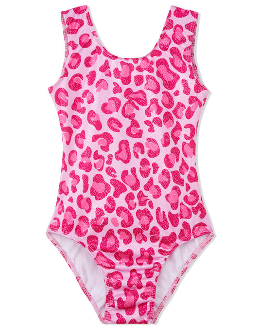 Domusgo Gymnastics Leotards for Girls 5-6 Years Old Hotpink Leopard Sparkly One Piece Tumbling Outfits
