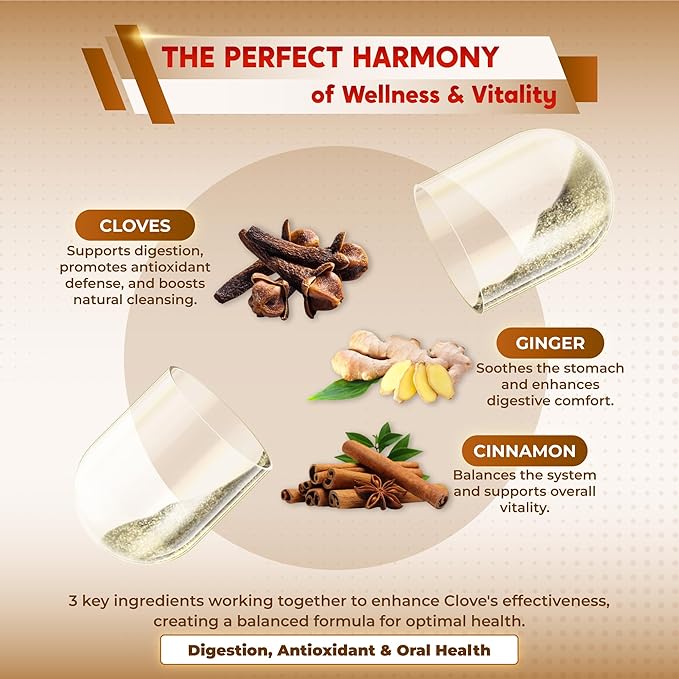 Ultra Cloves with Ginger & Cinnamon - All-in-1 Supplement for Digestive & Oral Health Support - Made in The USA - 150 Capsules