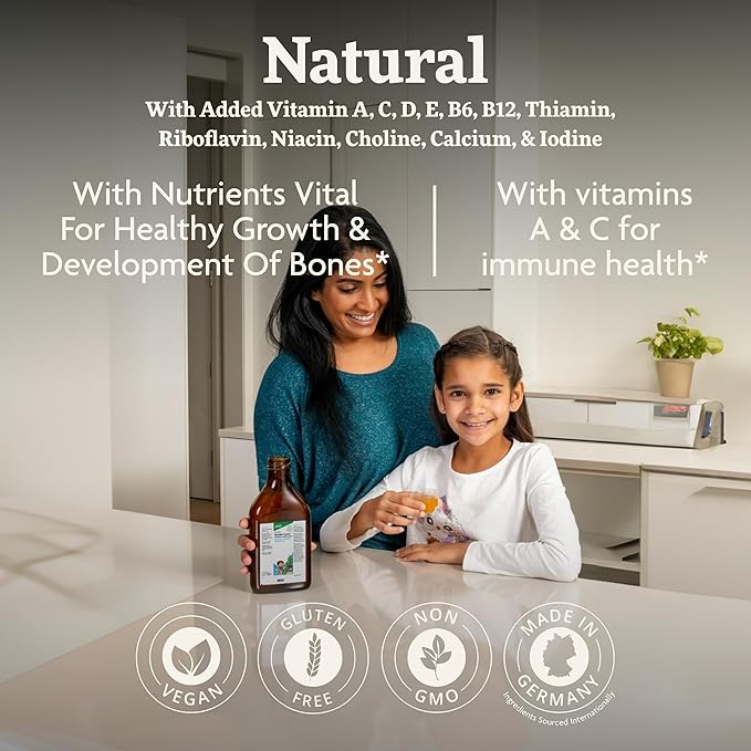 Floradix Kinder Love Children's Multivitamin - Liquid Multivitamin for Kids with Vitamins A, C, D & E, Calcium & More - Vegetarian, Non-GMO, Gluten-Free - 8.5 fl oz