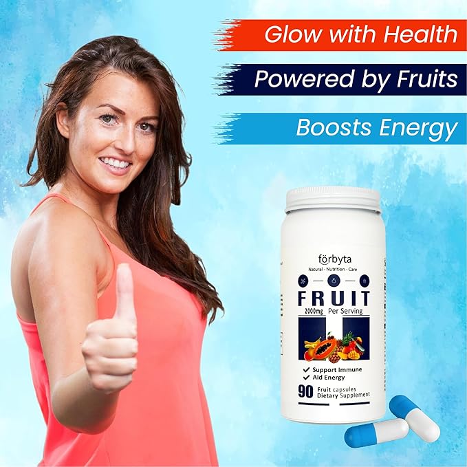 Fruits Supplement – Whole Food-Based Fruit Blend Capsules – Natural Antioxidant Support – Rich in Essential Vitamins – Non-GMO, Gluten-Free – 90 Capsules