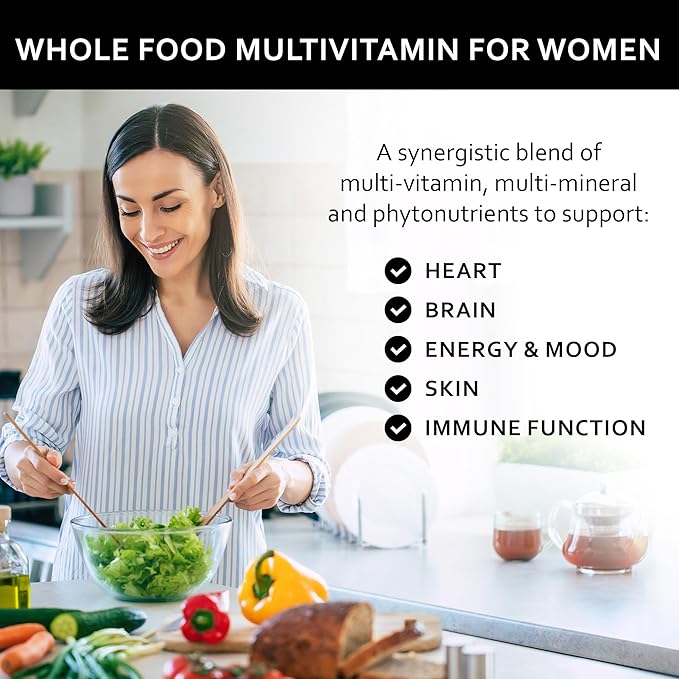 Whole Food Natural One-a-Day Multivitamin and Mineral Capsules for Women – All-Day Energy, Inner Zen, and Stronger You (120 Capsules)