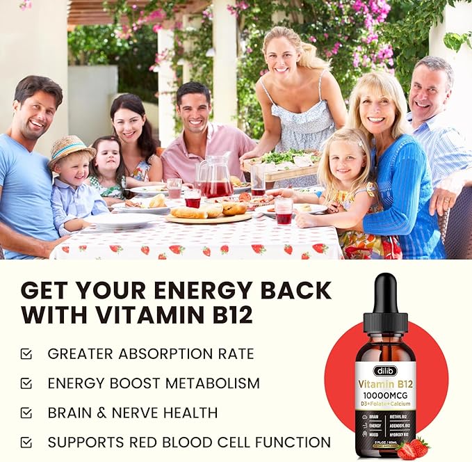 Vitamin B12 Complex 10000 mcg | Vegan Triple Liquid B-12 Drops Sublingual Supplement | Methylcobalamin & Adenosylcobalamin & Hydroxo Blend for Long-Lasting Energy and Healthy Metabolism(2 Pack)