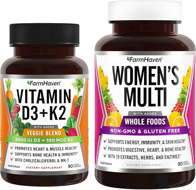 FarmHaven Multivitamin for Women | 22 Essential Nutrients and Vitamin D3 K2 Capsules