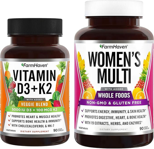 FarmHaven Multivitamin for Women | 22 Essential Nutrients and Vitamin D3 K2 Capsules