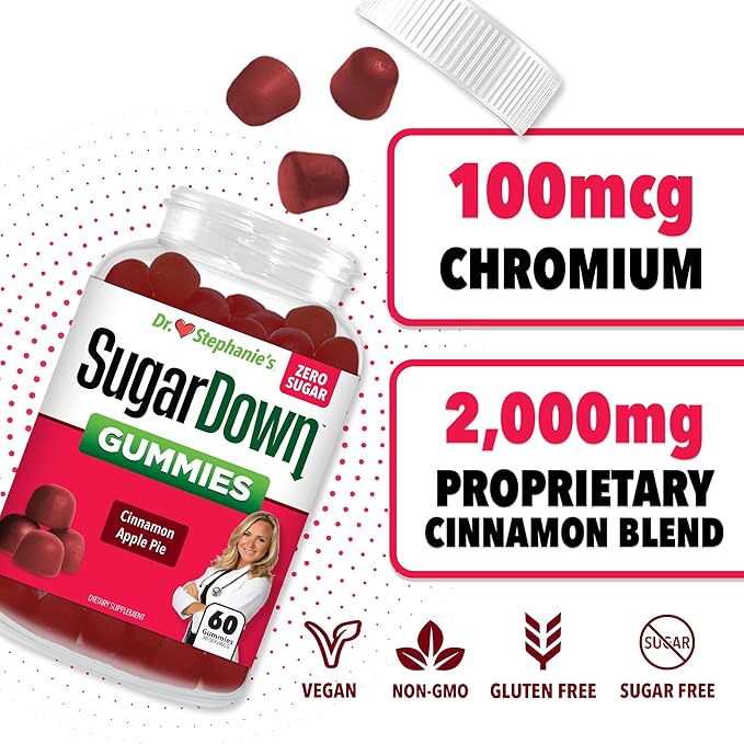 Dr. Stephanie’s SugarDown Gummies – Ceylon & Cassia Cinnamon Supplement - 4 Pack