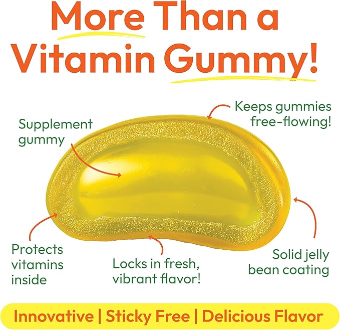 Vitamin C Jelly Bean Gummies for Adults, Immune Support Dietary Supplements, Vegetarian, 120 Citrus Blast Jelly Beans, Kosher