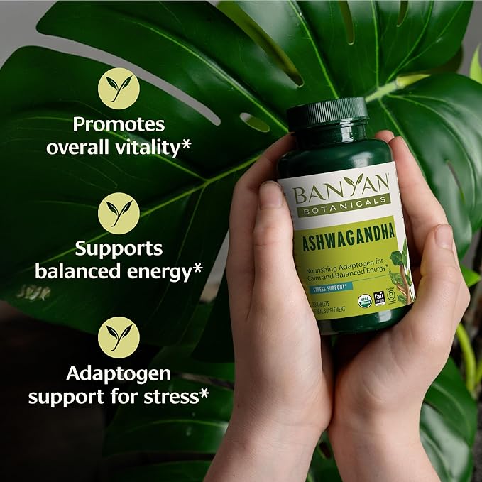 Banyan Botanicals Ashwagandha Tablets – Organic Ashwagandha Root – Renowned Herbal Adaptogen for Natural Energy Support and Stress Support* – 180 Tablets – Non-GMO Sustainably Sourced Vegan
