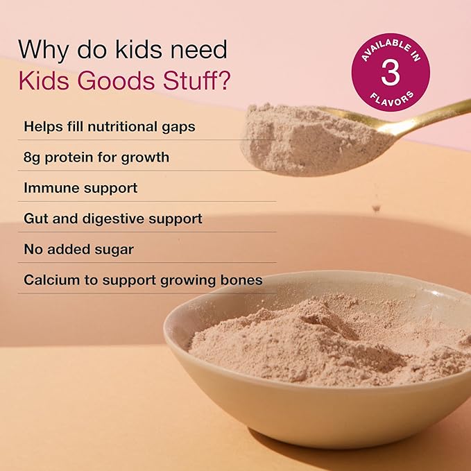 Nuzest - Kids Good Stuff - Vegan Smoothie Mix - Vanilla Caramel - Multivitamin Nutritional Supplement Protein Shake - Dairy Free - Supporting Growth and Development - 225g/ 7.9 oz (15 Servings)