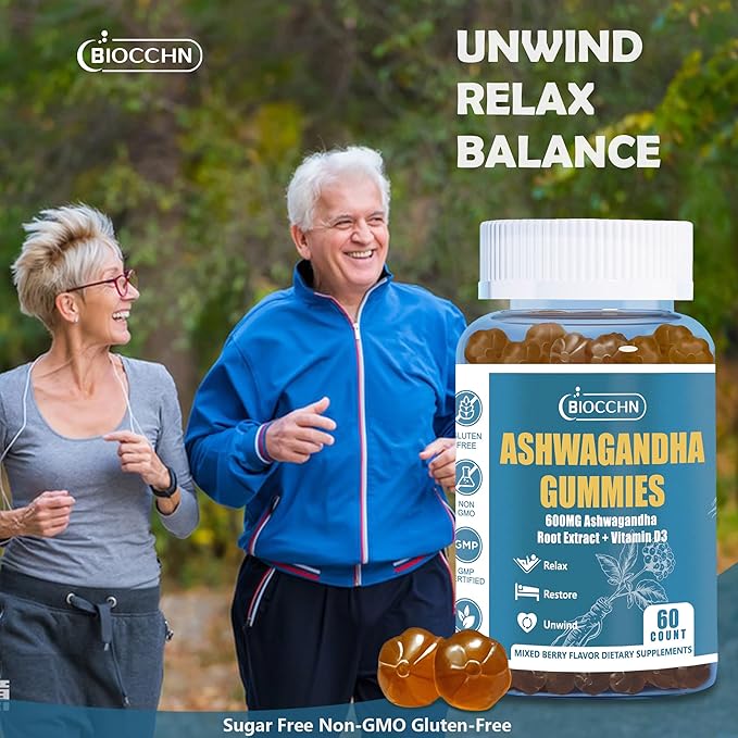 Ashwagandha Vitamin D3 Gummies, Vitamin D3 1000IU＆ Ashwagandha Supplements Gummies for Women Men(Non-GMO & Gluten Free,Sugar Free)