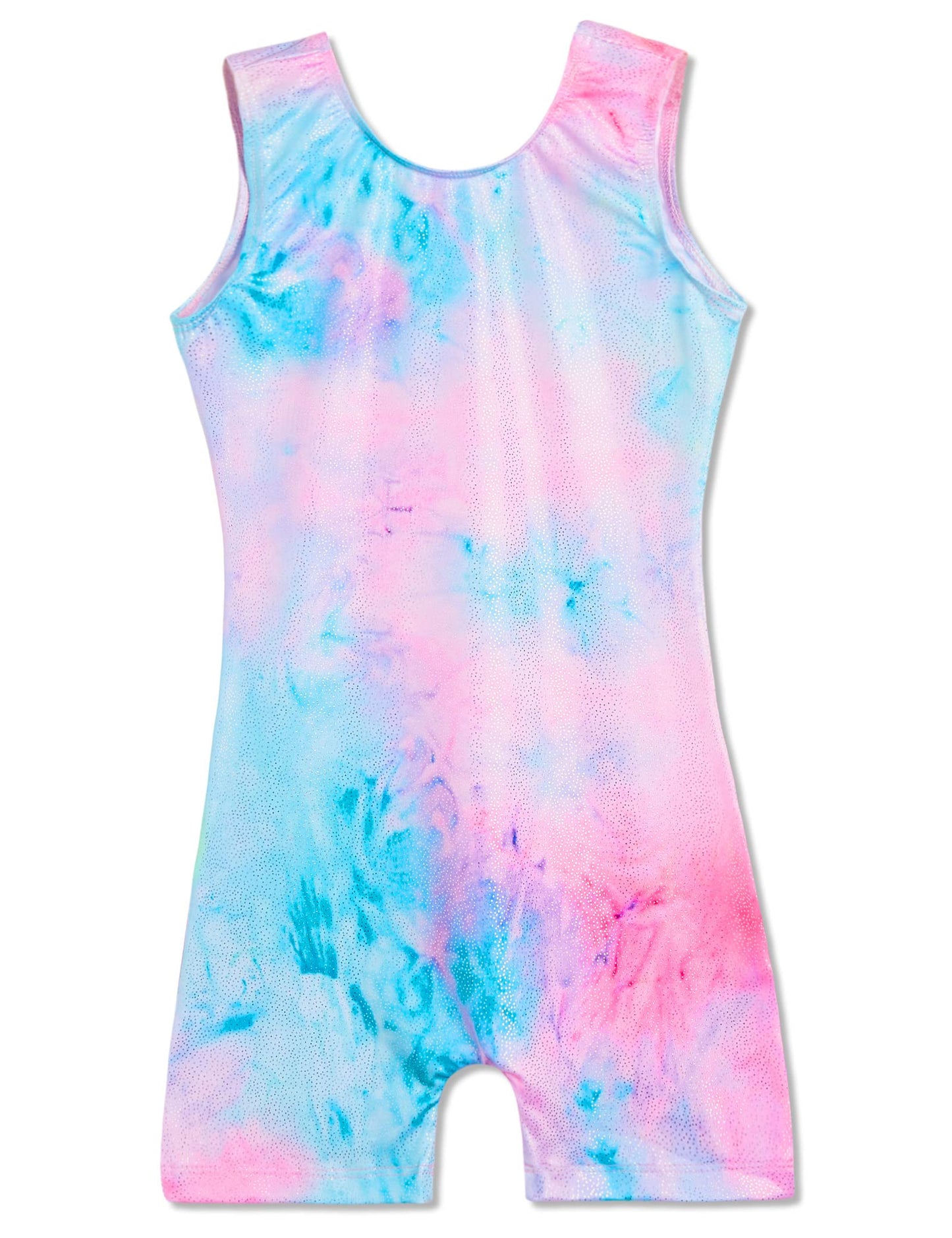 Domusgo Girls Gymnastics Leotards Size 5-6 Years Old Shiny Pink Orange Green Tie Dye Unitards 3D Print Biketard