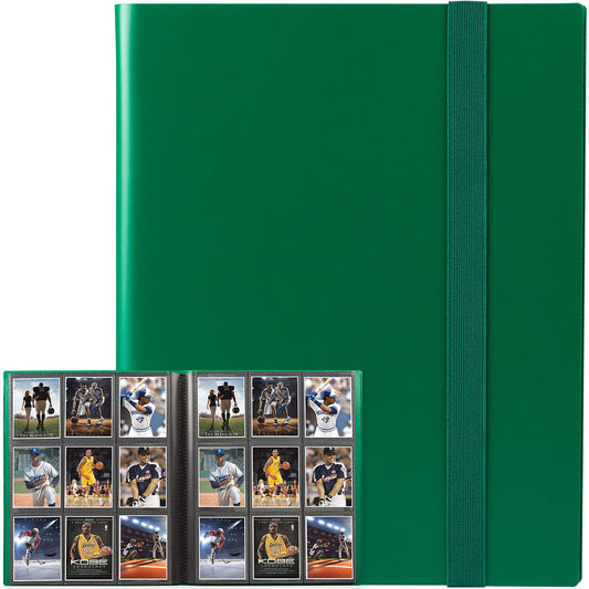 GEAoffice Card Binder, 9 Pockets Trading Card Album Folder, 360 Side Loading Pocket Binder for Yugioh, MTG and Other TCG, Green