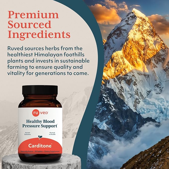 ruved Carditone, Doctor-Formulated, All-Natural Ayurvedic Herbal Supplement, Trusted for Over 30 Years, 30 Vegetarian Caplets