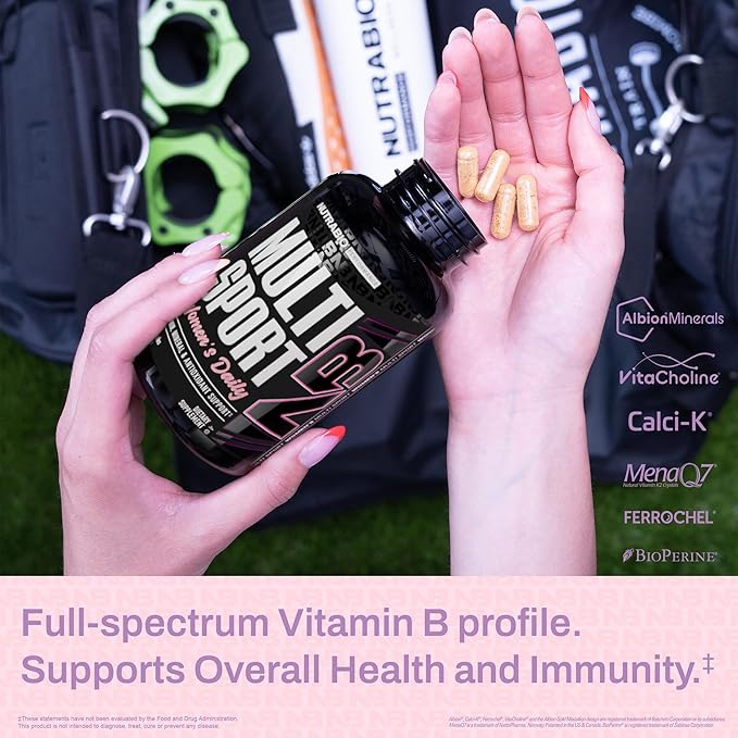 NutraBio Multisport for Women - Womens MultiVitamin - 33 Vitamins, Minerals, Micronutrients - Rich in Antioxidants - Supports Peak Athletic Performance, Energy, Metabolism (120 Vegetable Capsules)