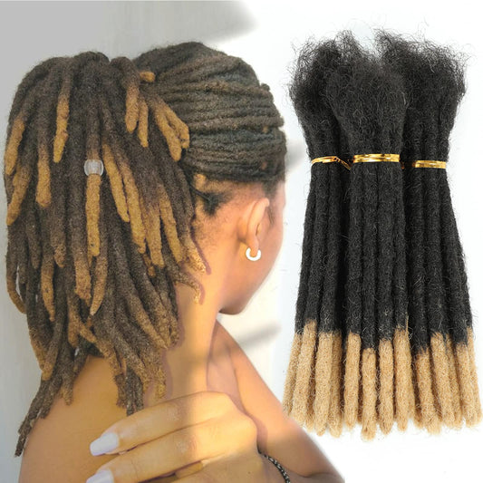 6-18 Inch Dreadlock Extensions Human Hair Fully Handmade Human Hair Dreadlock Extensions for Man/Women Locs Extensions Human Hair Can Be Dyed Bleached Curled… (10Inch-30Strands, 0.6CM Width-1B/27#)