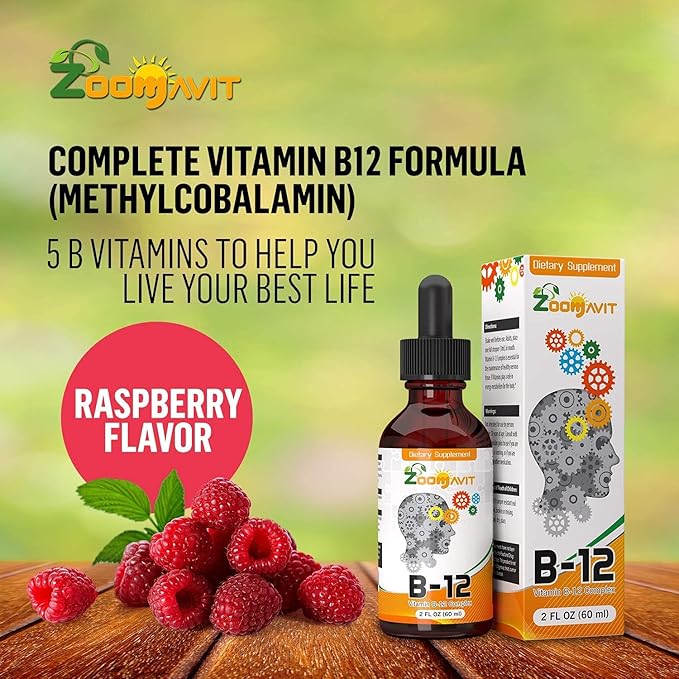 Vitamin B Complex Liquid Drops with Fast Absorption - Super B Liquid Complex Vitamins B2, B3, B5, B6 & B12 - Natural Energy Boost, Mental Focus & Healthy Immune System