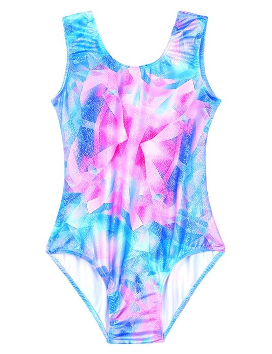 Domusgo Gymnastics Leotards for Girls 5-6 Years Old Blue Rose Sparkly One Piece Tumbling Outfits