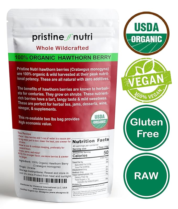 1.5 lbs (24 oz) hawthorn berry organic dried bulk | make hawthorn berry tea organic | 100% organic hawthorn berries whole dried | European Wild Berries | Make Wellness Tea for Heart Support, Blood Pressure and Stress Relief (packaging may vary)