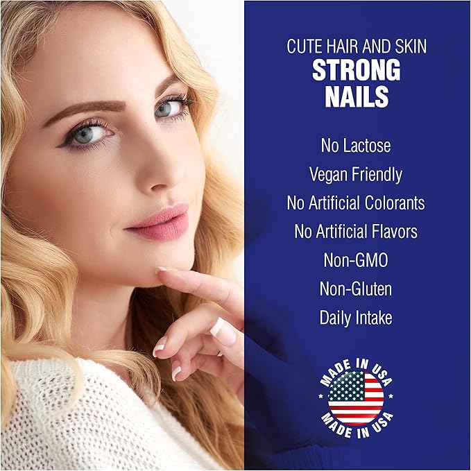 Hair Skin and Nails Vitamins Supplement 60 Capsule by Natural Systems - Strong Nails and Hair Growth Vitamins for Women and Men - Natural Biotin Hair Skin and Nails Vitamin - Skin Protection Vitamins