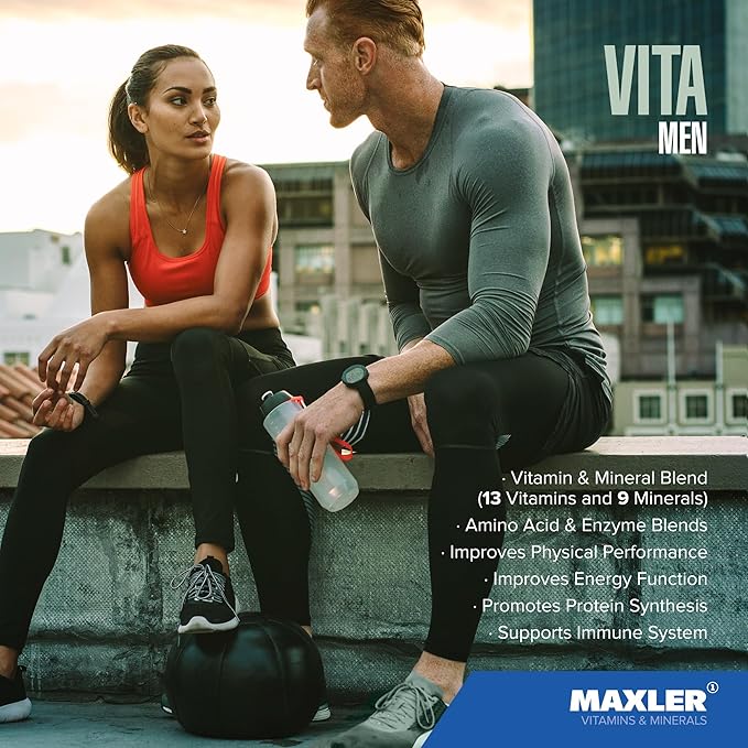 Maxler VitaMen Multivitamin for Men - High Potency Men's Multivitamins for Sports & Performance - Men's Vitamins & Minerals Blend, Amino Acids Blend, Enzyme Blend - 90 Tablets