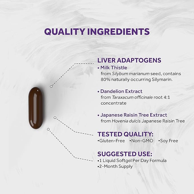 Silymarin Milk Thistle 1300mg Enhanced with B Complex & Amino Acids | 13-in-1 Liver Cleanse, Detox & Repair | 60 Liver Essential Softgels