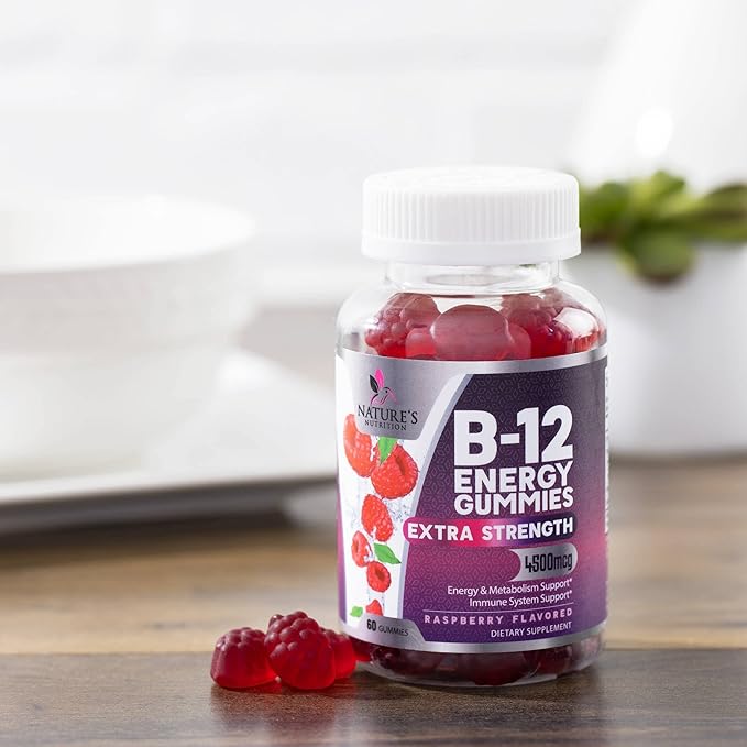 B-12 Vitamin Energy Gummies - 4500mcg Extra Strength B12 Gummy Chewables for Energy Metabolism & Immune Support - Dietary Supplement for Women, Men, & Kids - Non-GMO, Vegan, Berry Flavor - 120 Count