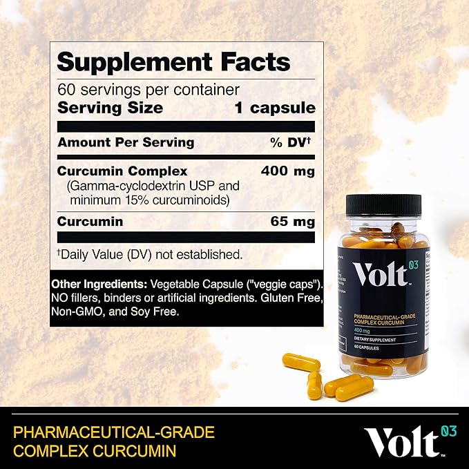 Organic Turmeric Curcumin Capsules, 400mg Complex Curcurmin - Pharmaceutical-Grade Curcumin Supplement for Joint Health, Immune Support, & Healthy Inflammation Response, 60-day (2 month) supply