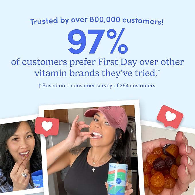 FIRST DAY Multivitamin for Women - Daily Womens Multivitamin Gummies - Vitamin A C D E B12, Magnesium, Zinc, Biotin – Vegan, Gluten Free Womens Vitamins - Hair Growth, Skin, Energy – 30 Day Supply