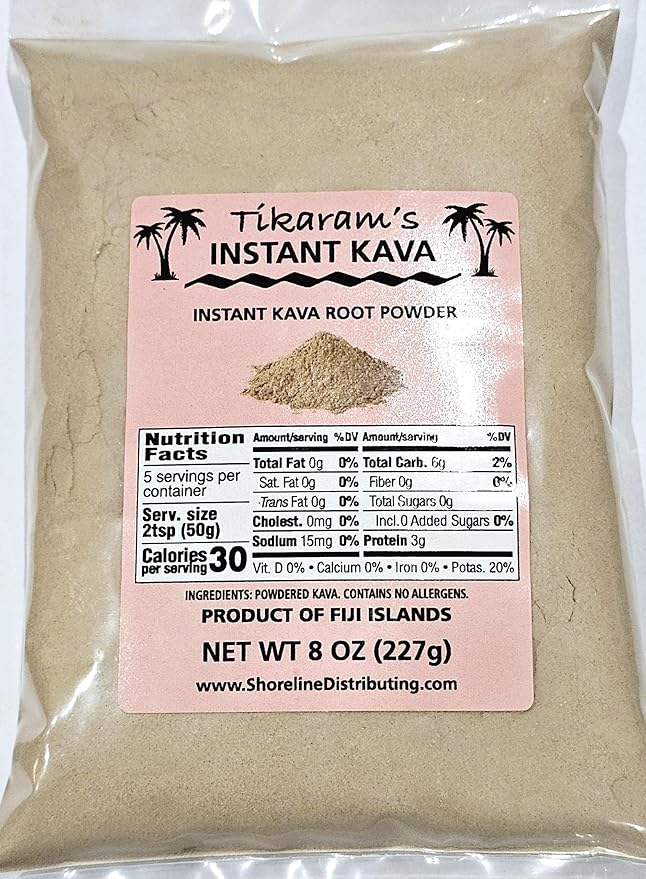 Tikaram's Instant Kava Powder, Fiji Waka, Noble Kava Root, 1/2 lb (8oz)-Fiji Market Wholesale LLC
