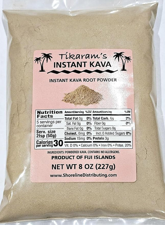 Tikaram's Instant Kava Powder, Fiji Waka, Noble Kava Root, 1/2 lb (8oz)-Fiji Market Wholesale LLC