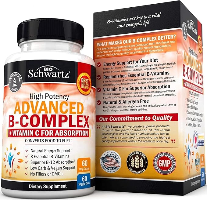 BioSchwartz Daily Fruits and Veggies Supplement for Women and Men (2 Month Supply) Plus Vitamin B Complex with Vitamin C (2 Month Supply)