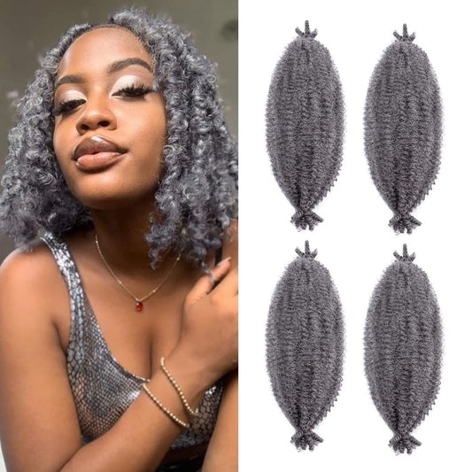 Hairro Passion Twist Hair 16 Inch, Soft Locs Crochet Hair, Pre Separated Springy Afro Twist Hair 4 Packs Marley Twist Braiding Hair for Faux Locs Synthetic Hair Extension for Black Women Grey