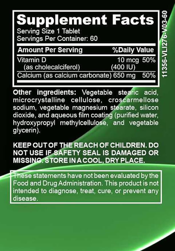 Halalways Calcium/Vitamin D Certified Halal Supplement Bone Health Support, with Calcium & Vitamin D, Dietary Supplement, Vitamin Supplements, for Men & Women, (650mg Calcium, Vitamin D 10mcg)