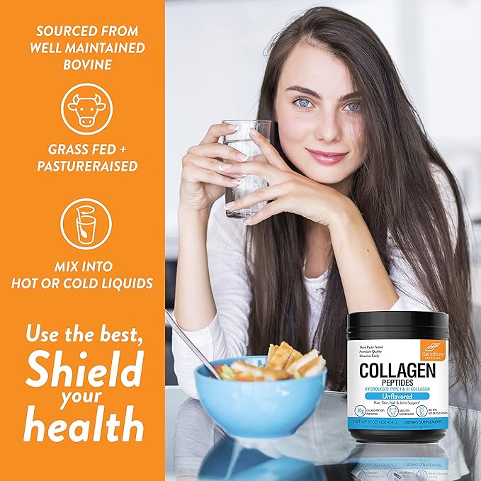 Sandhu's Collagen Peptides Powder & Curcumin with Bioperine| Supports Immune Function