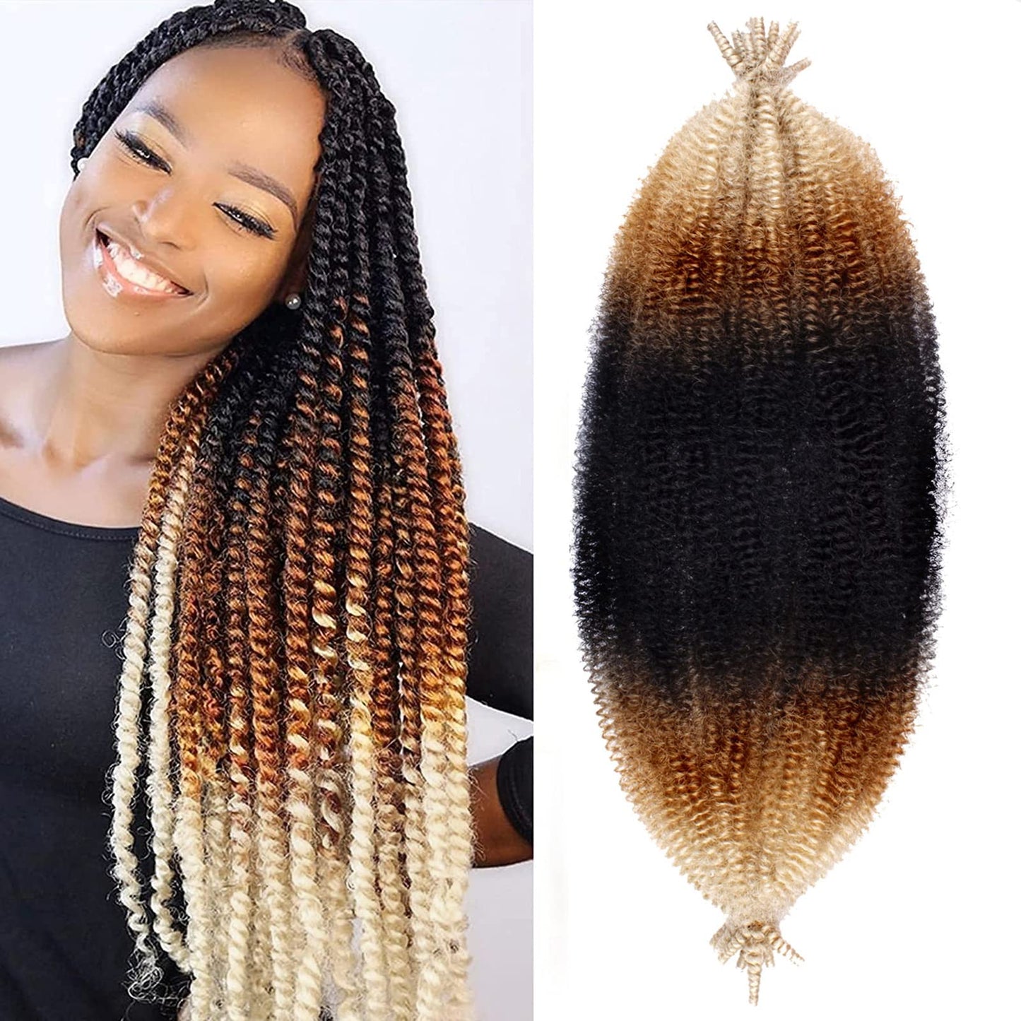 8 Packs Pre-Separated Springy Afro Twist Hair 20 Inch 3 Tones Spring Twist Hair For Distressed Soft Locs Marley Twist Braiding Hair Synthetic Hair Extension For Black Women (8 Strands/Pack,1B27613#)