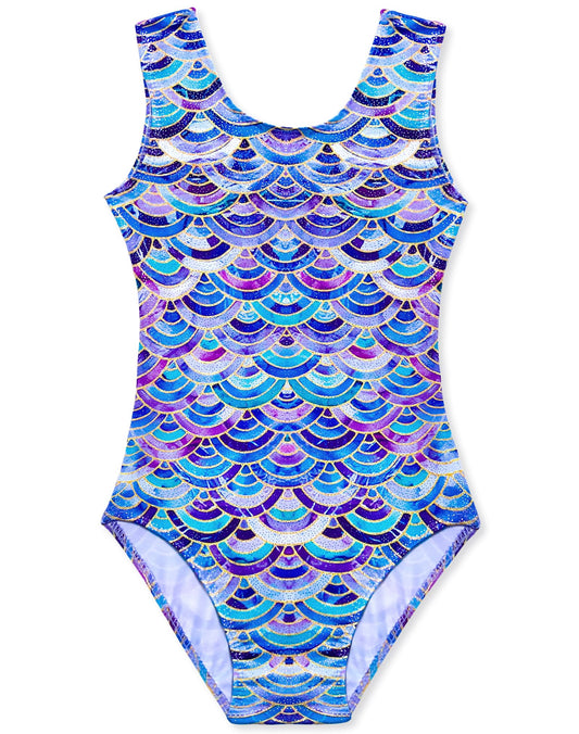 Domusgo Gymnastics Leotards for Girls 5-6 Years Old Colorful Scale Sparkly One Piece Tumbling Outfits