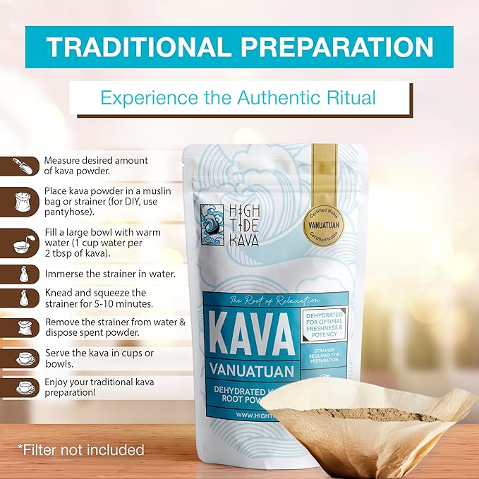 Vanuatu Kava Root Powder 16oz – Noble Blend for Stress Relief, Sleep & Relaxation | Gluten & Calorie Free | Eco-Friendly Plant-Based Packaging