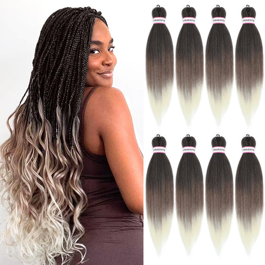 ATRAENTE Braiding Hair Pre Stretched,18 Inch 8 Packs Ombre Braiding Hair for Boho Box Braids Yaki Texture Hot Water Setting Soft And Light(18"4/30/613#)