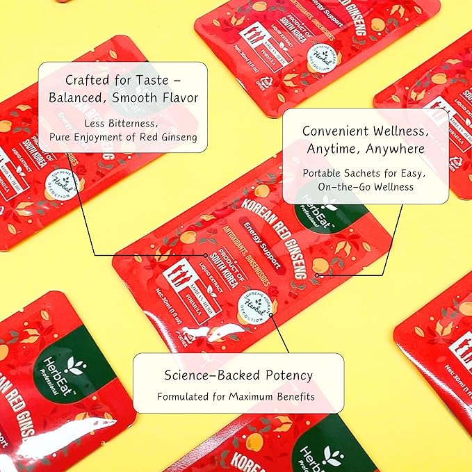 Korean Red Ginseng Prime Extract with 11mg Ginsenosides - Boost Energy, Memory & Immunity, 6-Year-Old Ginseng Drink for Circulation & Skin -10 Pouches (30mL *10)