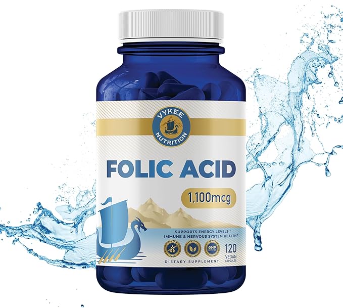 Folic Acid Supplement – High-Potency Vitamin B9 1,870mg DFE Folate, 1,100mg Folic Acid | Vegan, Non-GMO | Supports Cellular Health, Energy Production & Prenatal Wellness | 120 Capsules