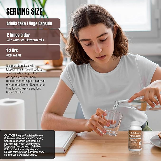 Ashwagandha Capsules Withania Somnifera Withannolides 5% & Alkaloids 1.5% Boost Energy and Performance 60 Vege Capsules 800 Mg Each