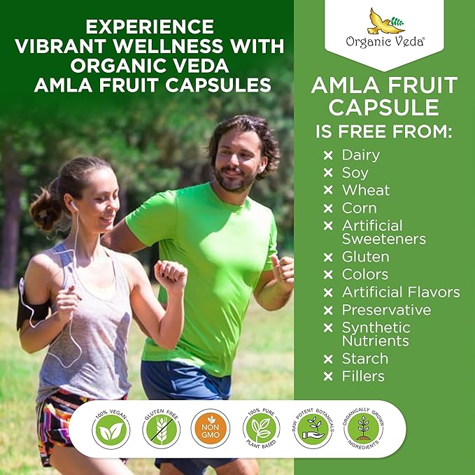 Organic Veda Amla Capsules - 1500mg, 300 Capsules Organic Whole Fruit Amla Powder - Natural Vitamin C for Immunity, Skin Radiance, Antioxidants - Vegan, Non GMO, Raw Vitamin C Supplements