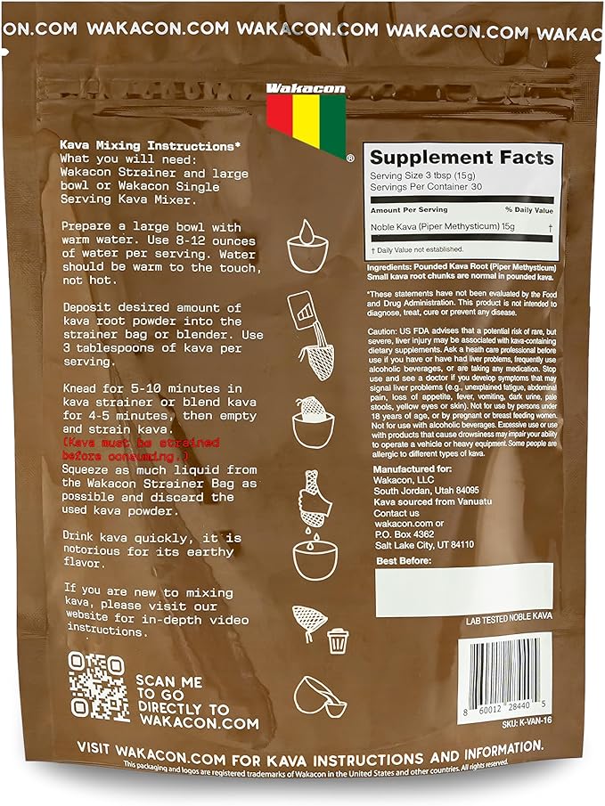Vanuatu Waka Kava Powder - Premium Noble Kava from Vanuatu (16 oz)