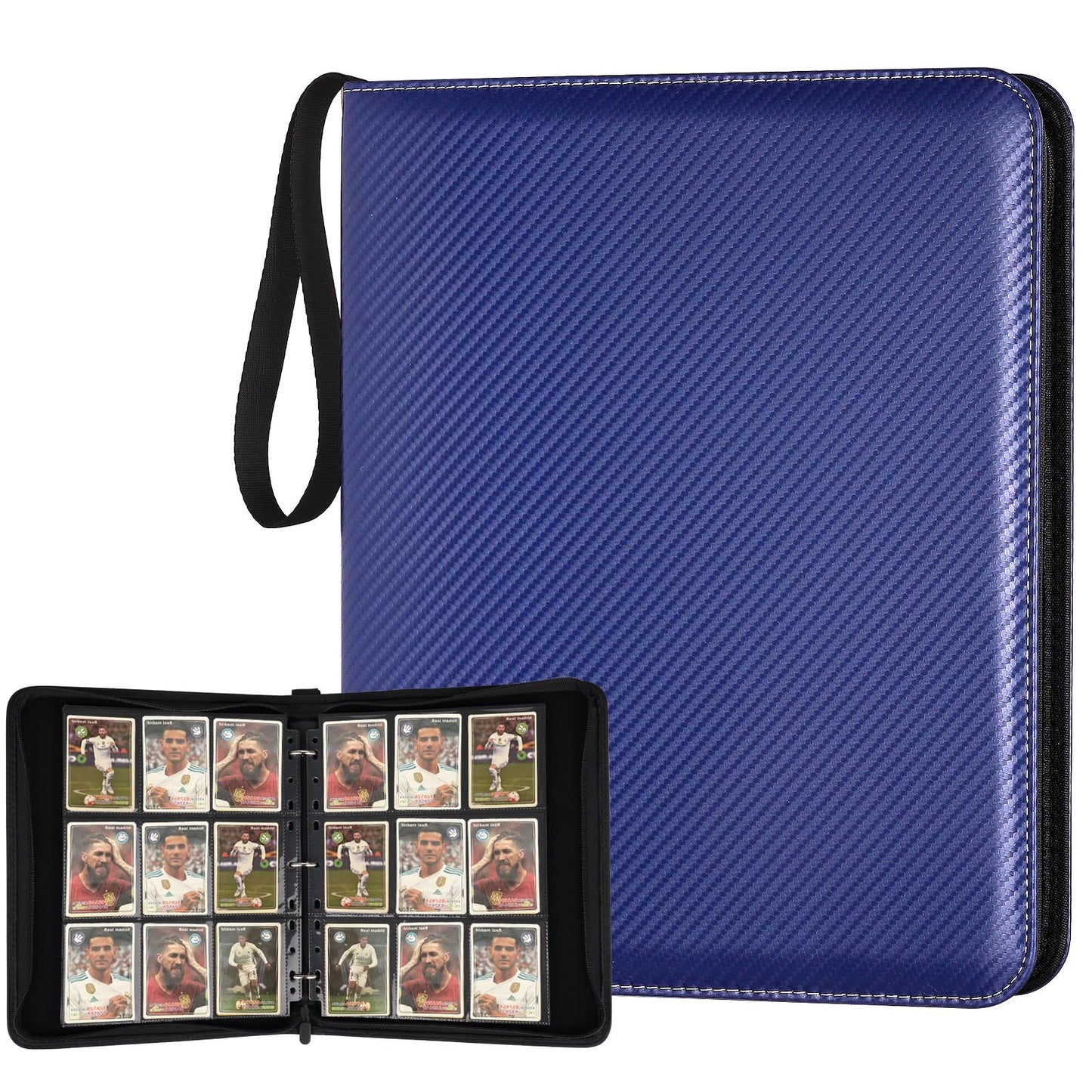 GERMUN 9 Pocket Card Binder, Premium Zip Trading Card Binder, 720 Double Sided Pocket PU Card Collection Binder, Collector Card Album, Card Folder for MTG, TCG, Sports Cards, Game Cards (Blue)