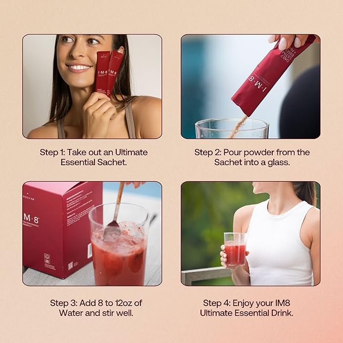 Daily Ultimate Essentials All-in-One Multivitamin Supplement, 92 Nutrient Rich Ingredients CoQ10, Probiotics, Vitamins, Greens, Gluten Free, Vegan, Acai Mixed Berry (30 Servings, Travel Packs)