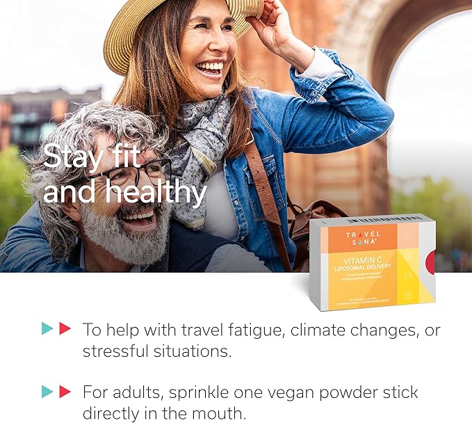 Vitamin C Liposomal (500mg) & Zinc |Enhance Travel Energy, Vitality & Immunity | Combat Travel Fatigue & Oxidative Stress | Advanced Absorption Technology | Fast-Acting | 30 Sticks