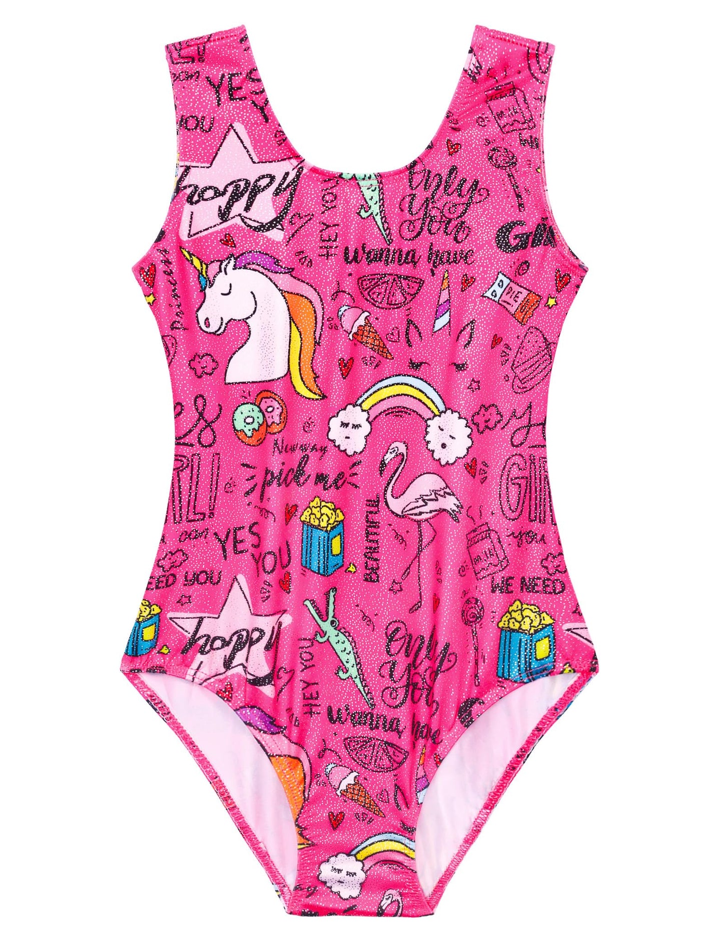 Domusgo Gymnastics Leotards for Girls 5-6 Years Old Rose Red Sparkly One Piece Tumbling Outfits