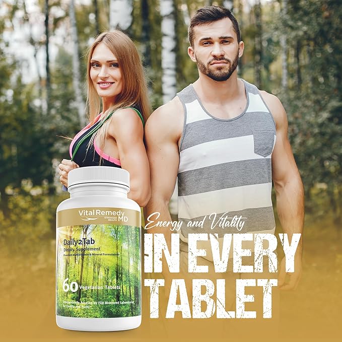 Daily2Tab - All You Need Multivitamin Plus Multimineral Formula. 26 Essential Nutrients for Women and Men, 60 Tablets
