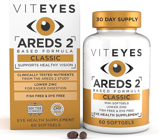 Viteyes AREDS 2 Classic Macular Health Formula Softgels, Eye Health Vitamin for Vision Protection, Lower Zinc, Eye Vitamins, Macular Vitamins, Beta-Carotene Free, 60 Softgels