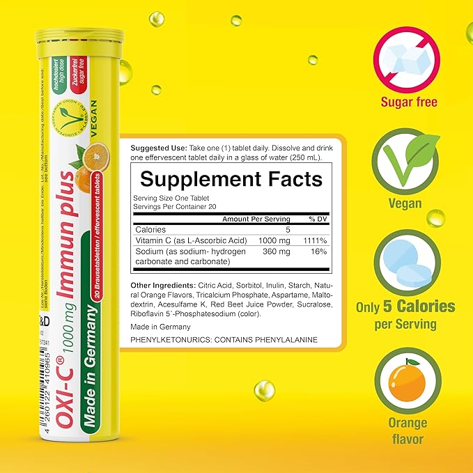 T&D German Immun Boost Package 60 Servings - Vegan, Zero Sugar - Drink Effervescent Tablets - Vitamin C, Zinc, Multivitamin Pharma - Made in Germany