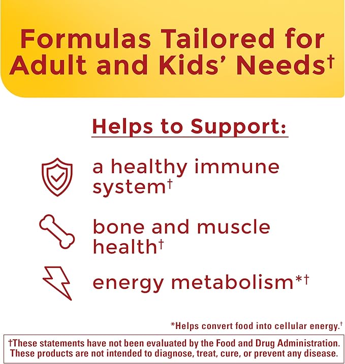 Nature Made Adult & Kids Multivitamin Gummies Combo Pack, Multis with Vitamin C, Vitamin D3, B Vitamins, Zinc, Omega 3 Fish Oil & More, Two Multivitamin Bottles for Whole Family